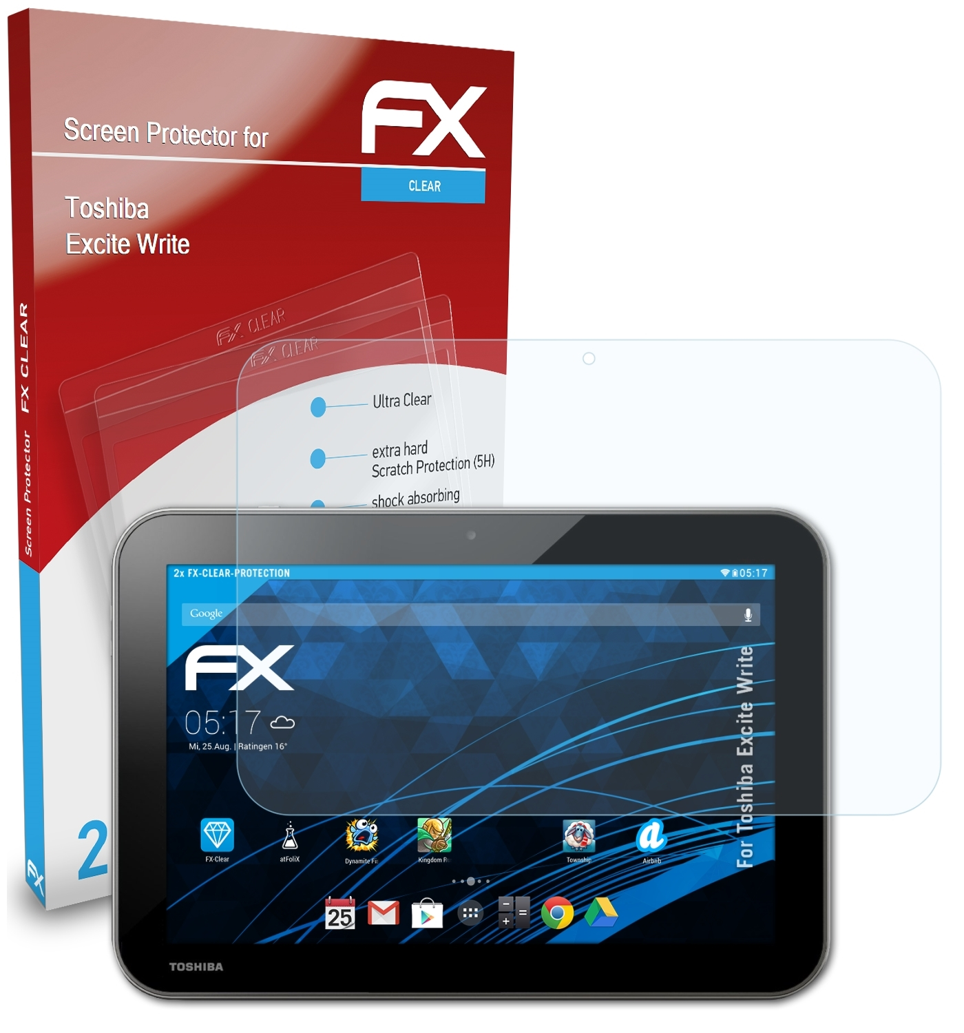 ATFOLIX 2x Write) Toshiba Excite FX-Clear Displayschutz(für