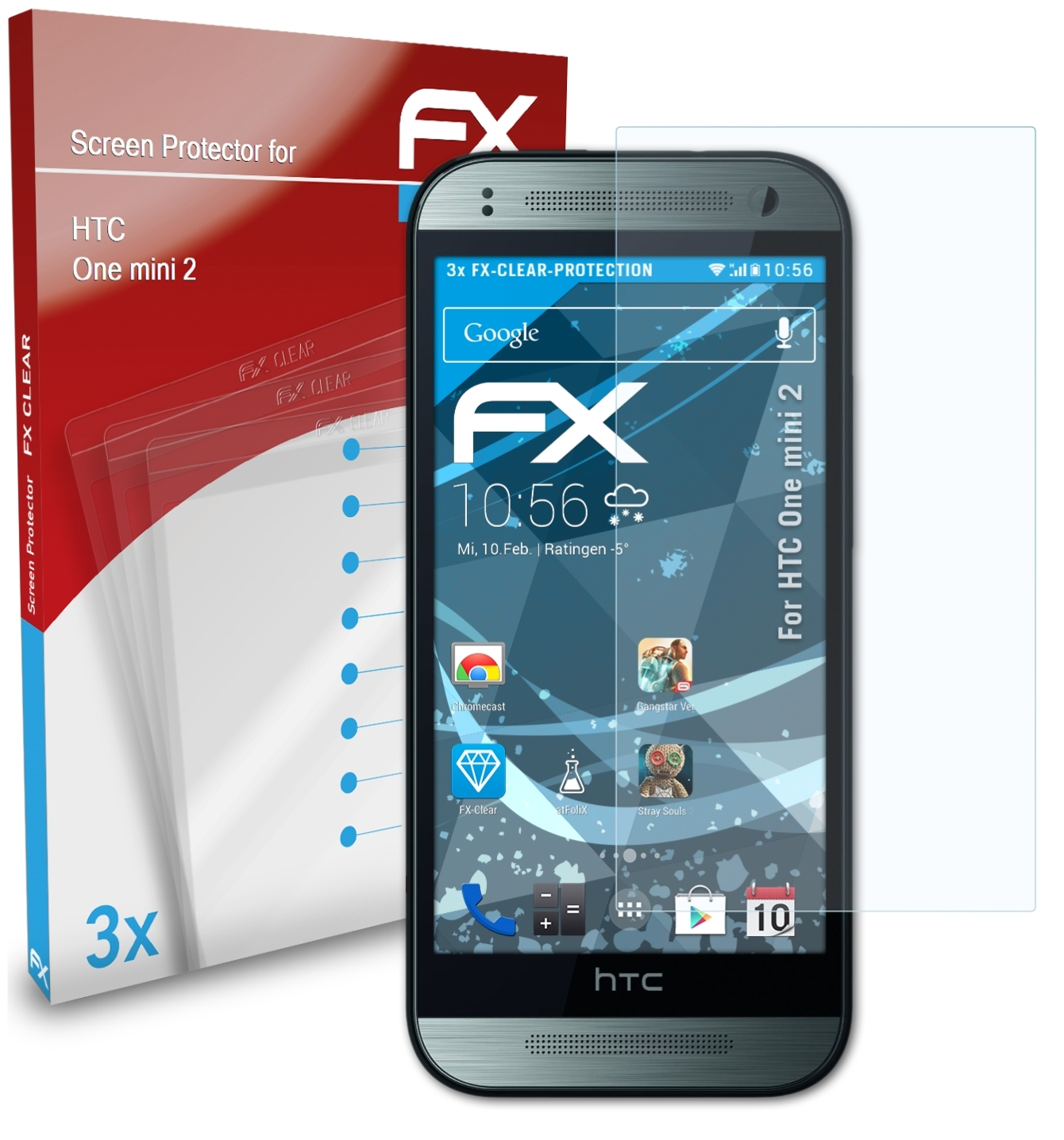 ATFOLIX 3x FX-Clear Displayschutz(für One 2) mini HTC