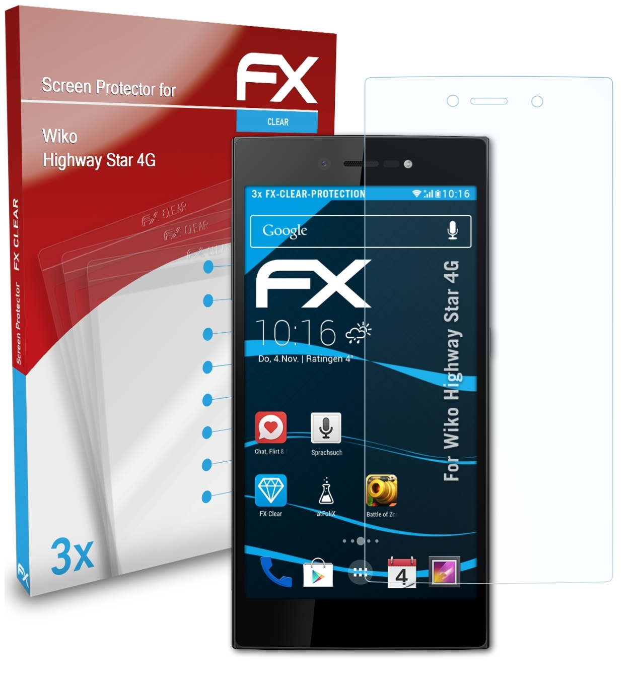 ATFOLIX Wiko 4G) Highway FX-Clear Displayschutz(für 3x Star