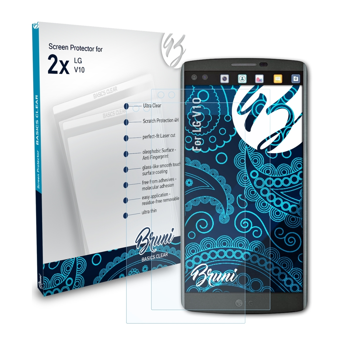 BRUNI 2x Basics-Clear Schutzfolie(für LG V10)