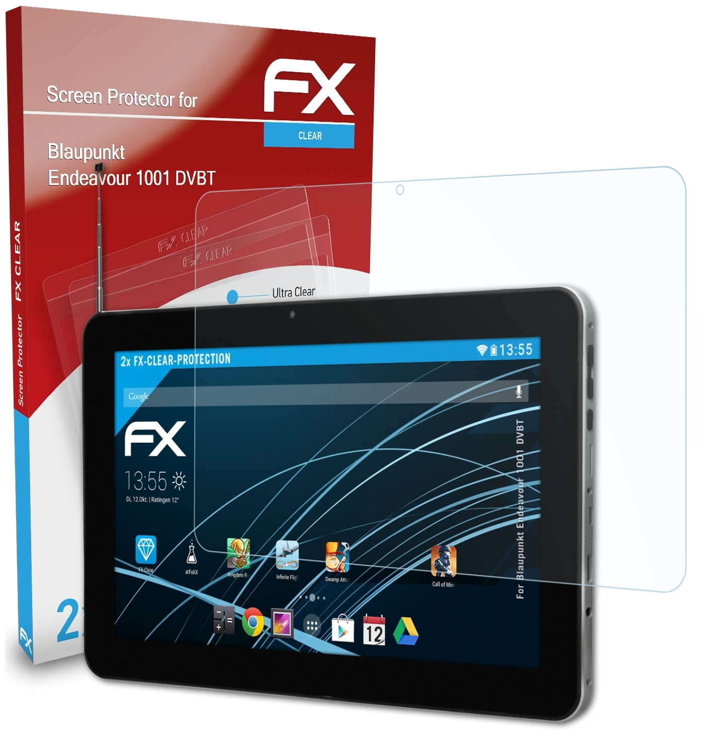 ATFOLIX 2x FX-Clear Displayschutz(für Endeavour Blaupunkt DVBT) 1001