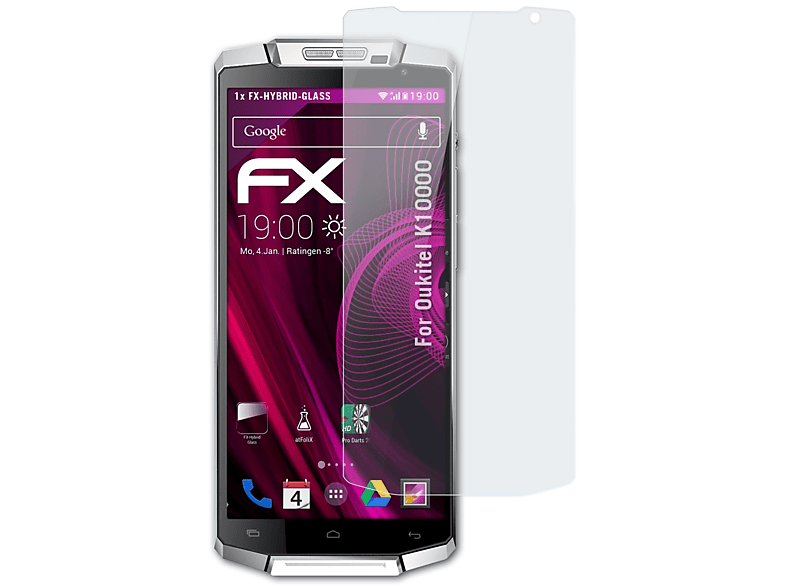 ATFOLIX FX-Hybrid-Glass Oukitel K10000) Schutzglas(für