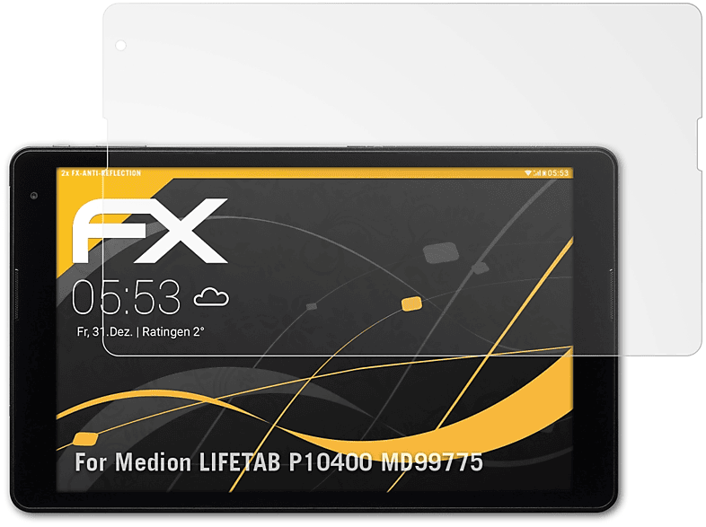 ATFOLIX Displayschutz(für P10400 FX-Antireflex Medion (MD99775)) LIFETAB 2x