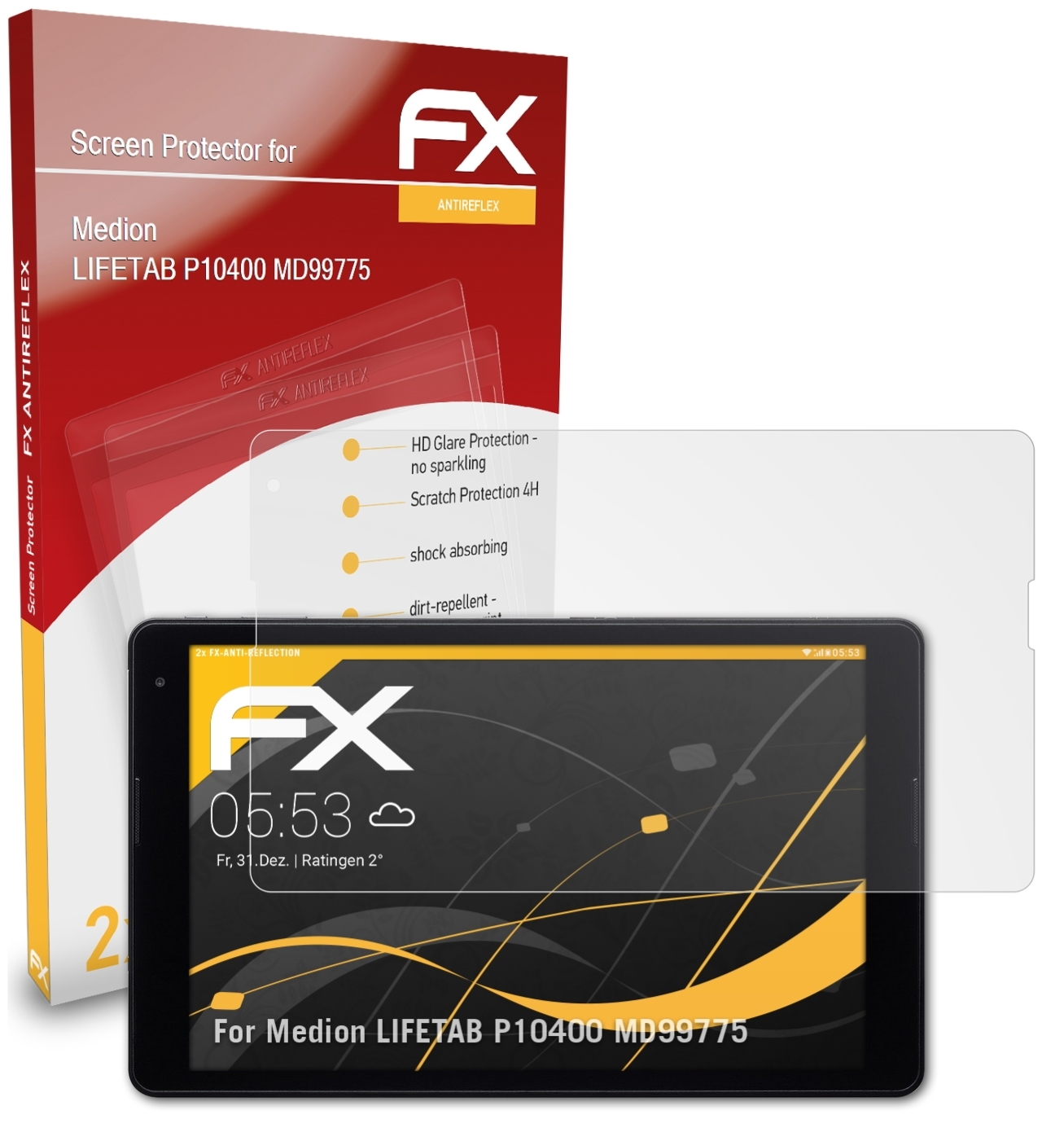 LIFETAB FX-Antireflex (MD99775)) ATFOLIX Displayschutz(für 2x P10400 Medion
