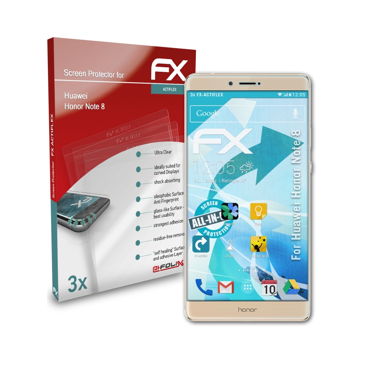 Honor Displayschutz(für Note Huawei ATFOLIX 3x FX-ActiFleX 8)