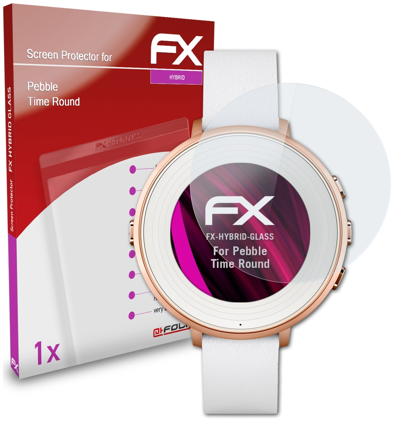 ATFOLIX FX-Hybrid-Glass Schutzglas(für Pebble Time Round)
