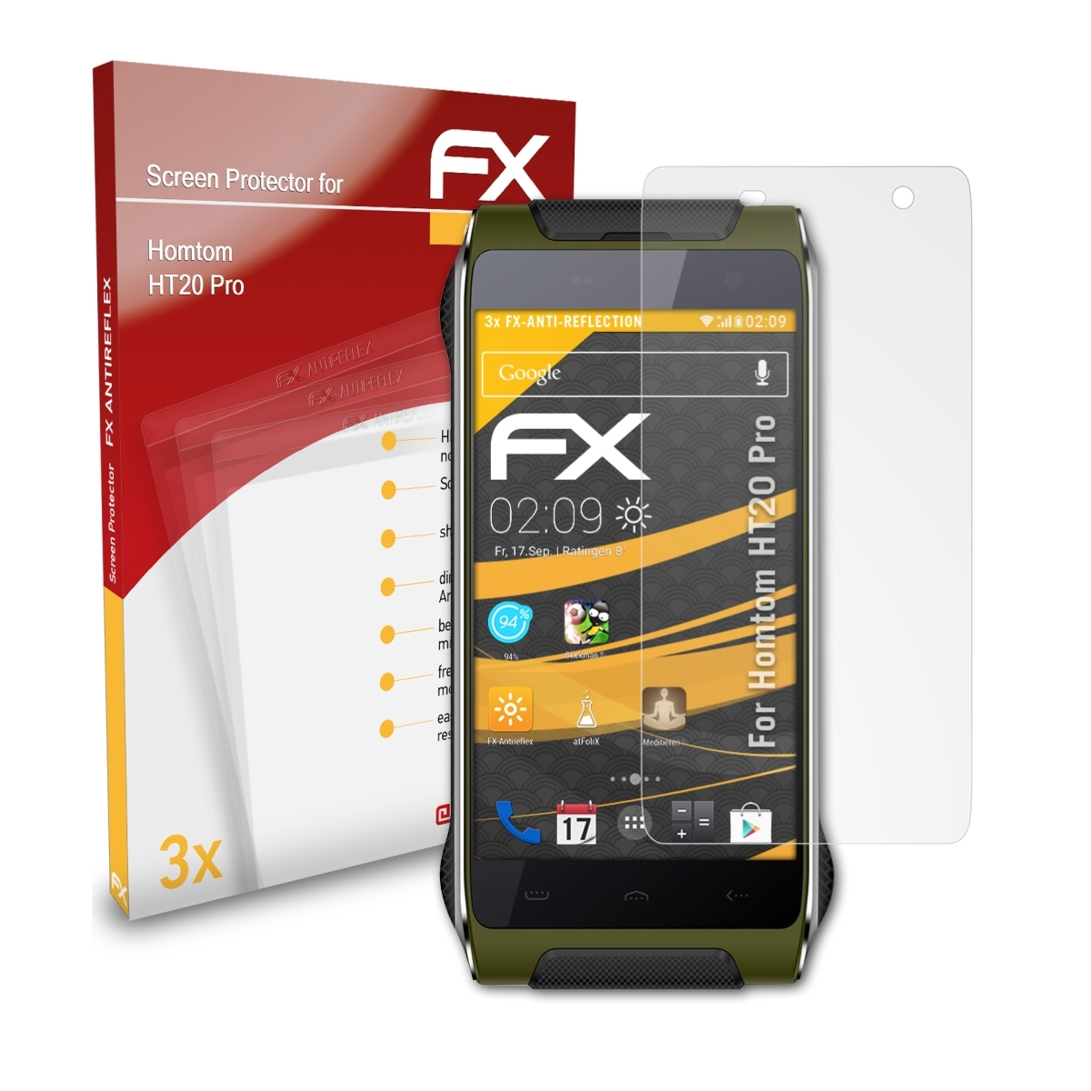 FX-Antireflex Homtom Pro) HT20 ATFOLIX Displayschutz(für 3x