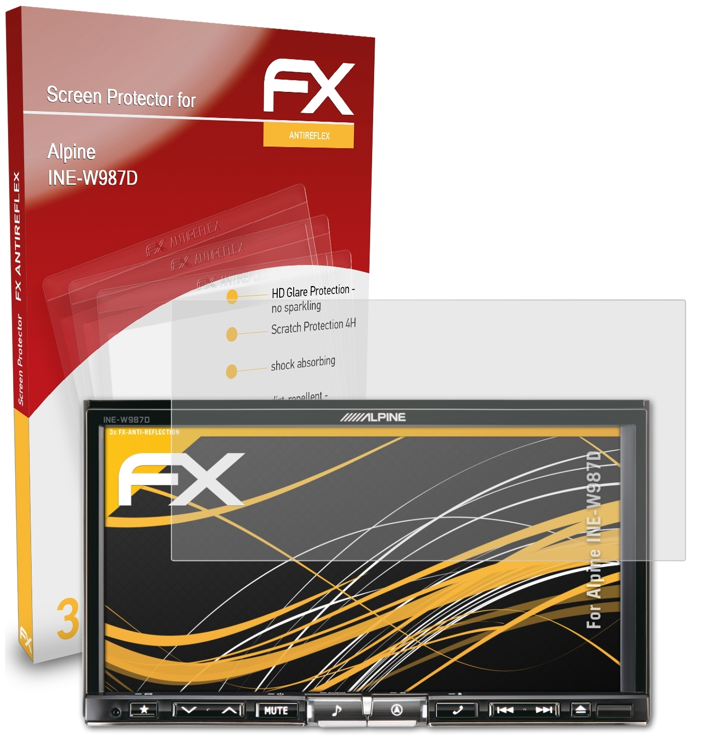 ATFOLIX 3x Displayschutz(für Alpine INE-W987D) FX-Antireflex