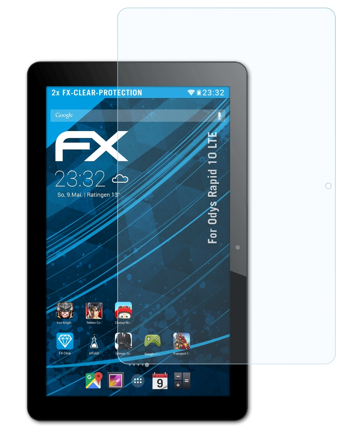 ATFOLIX 2x FX-Clear Displayschutz(für Odys Rapid 10 LTE)