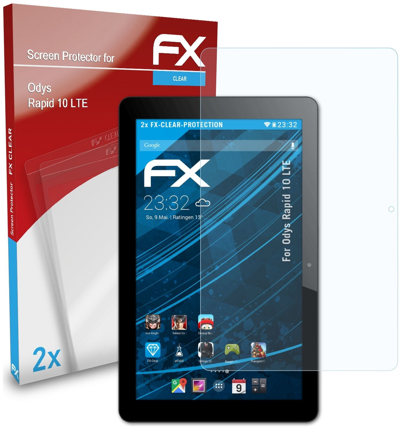 ATFOLIX Displayschutz(für 10 LTE) 2x Rapid Odys FX-Clear