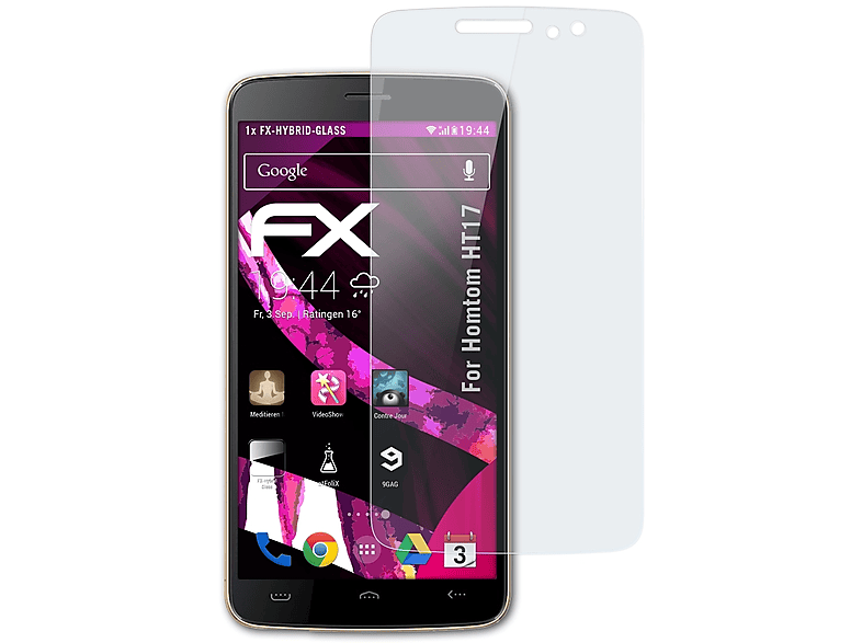 ATFOLIX FX-Hybrid-Glass HT17) Homtom Schutzglas(für