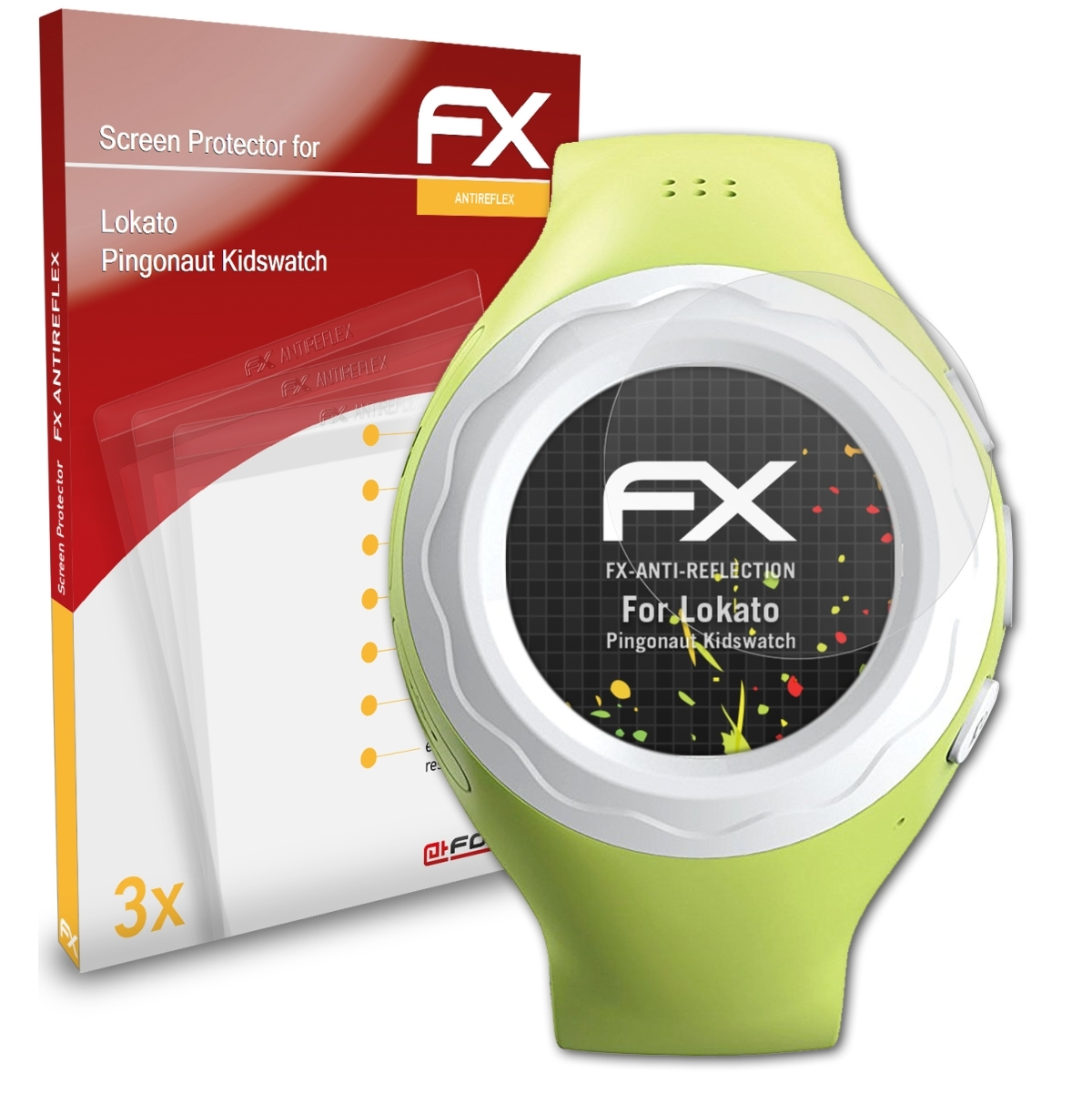 ATFOLIX 3x FX-Antireflex Kidswatch) Pingonaut Displayschutz(für Lokato