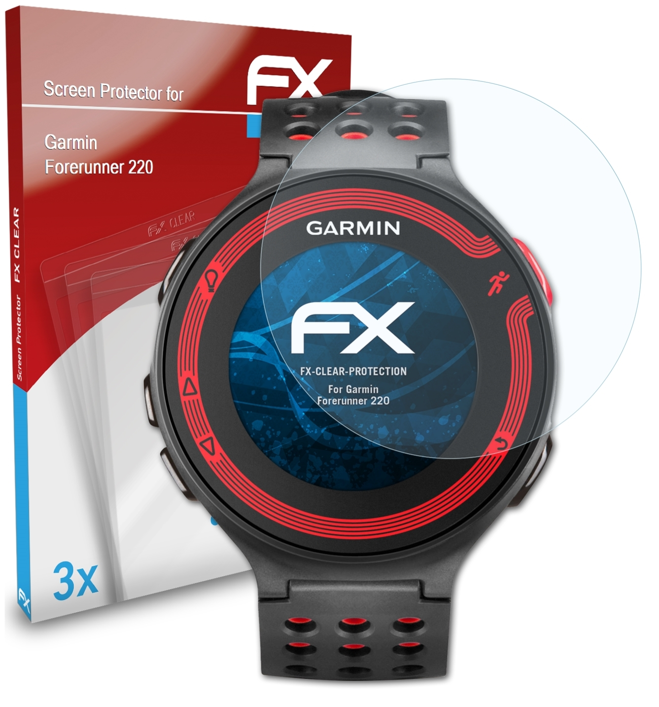 FX-Clear 220) 3x Forerunner Garmin Displayschutz(für ATFOLIX