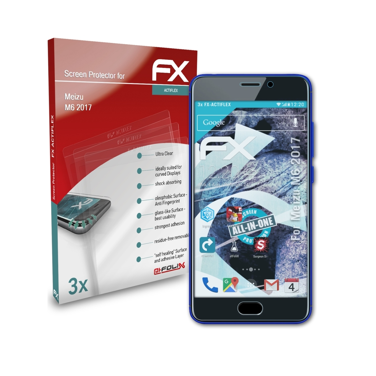Meizu M6 (2017)) ATFOLIX 3x FX-ActiFleX Displayschutz(für