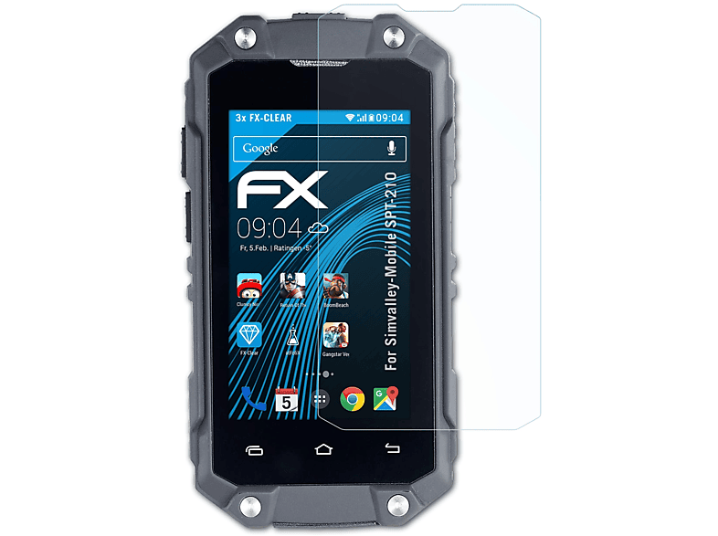 ATFOLIX 3x FX-Clear Displayschutz(für Simvalley-Mobile SPT-210)