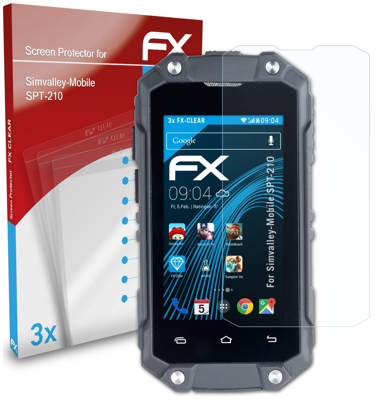 Displayschutz(für SPT-210) FX-Clear 3x ATFOLIX Simvalley-Mobile