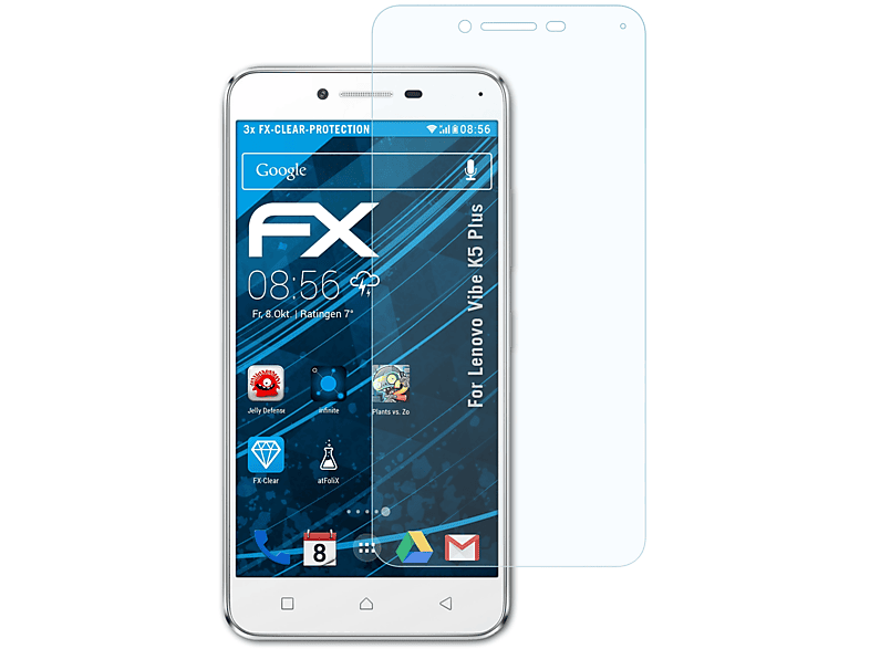 ATFOLIX 3x FX-Clear Displayschutz(für Lenovo Vibe K5 Plus)