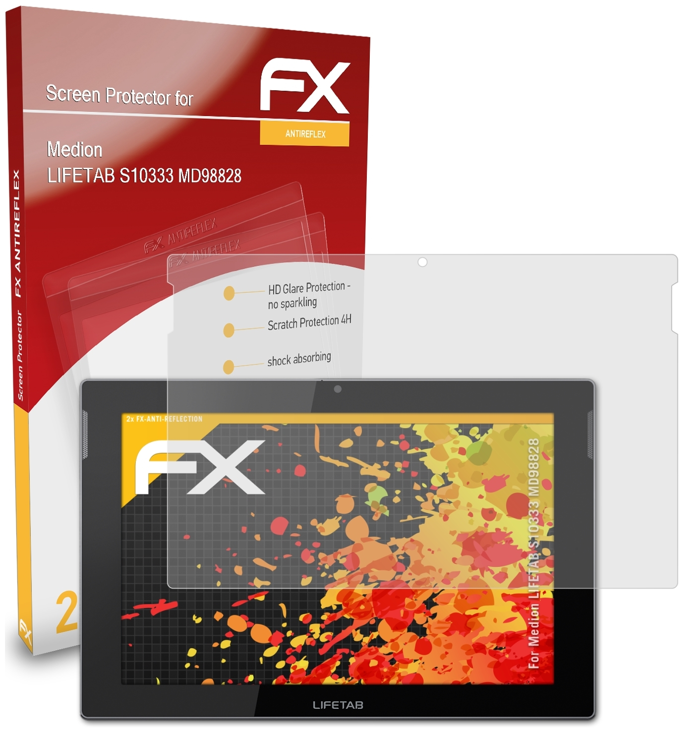 ATFOLIX 2x FX-Antireflex (MD98828)) S10333 LIFETAB Displayschutz(für Medion