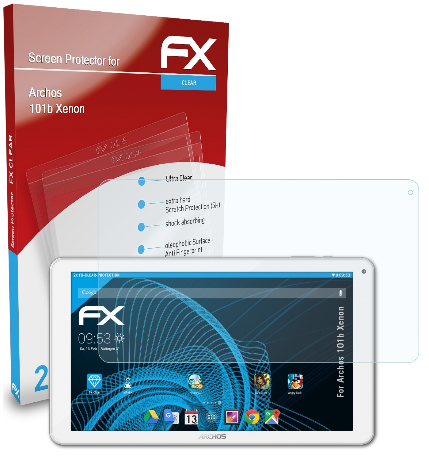 ATFOLIX 2x FX-Clear Displayschutz(für Xenon) 101b Archos