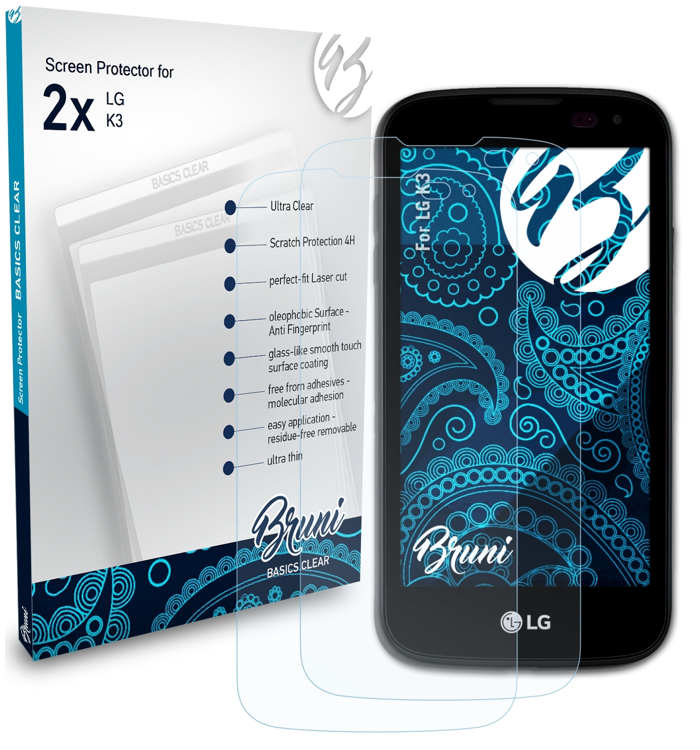 BRUNI 2x Basics-Clear Schutzfolie(für LG K3)