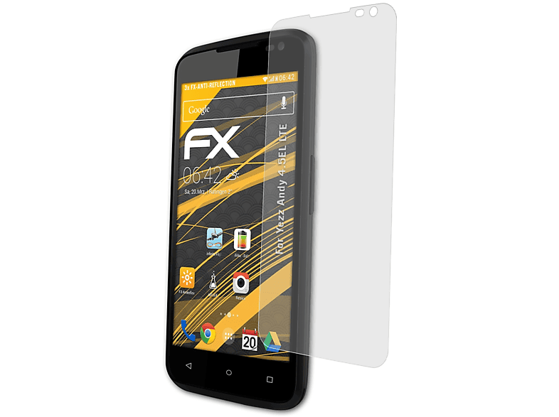 ATFOLIX 3x FX-Antireflex Displayschutz(für Yezz Andy 4.5EL LTE)