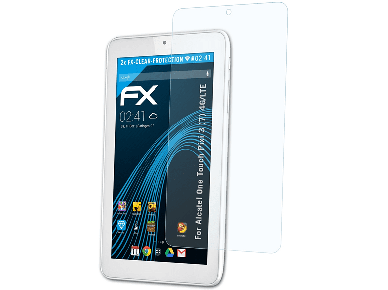 ATFOLIX 2x FX-Clear Displayschutz(für Alcatel One Touch Pixi 3 (7) (4G/LTE))