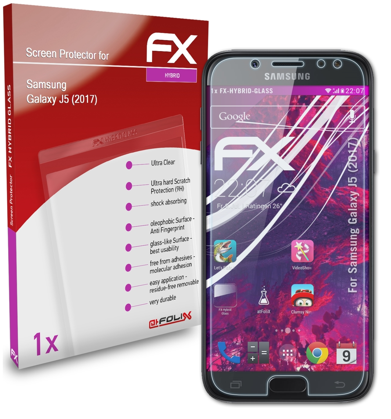 ATFOLIX FX-Hybrid-Glass Schutzglas(für Samsung Galaxy (2017)) J5