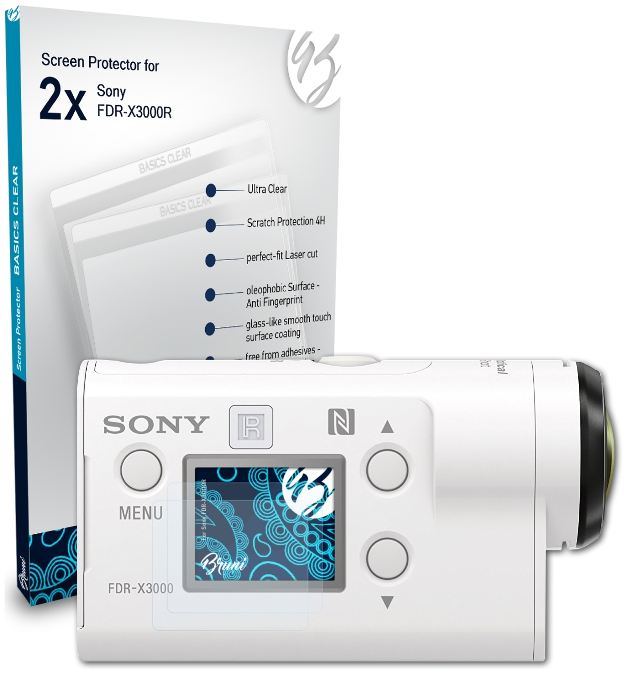 BRUNI FDR-X3000R) Schutzfolie(für Basics-Clear 2x Sony