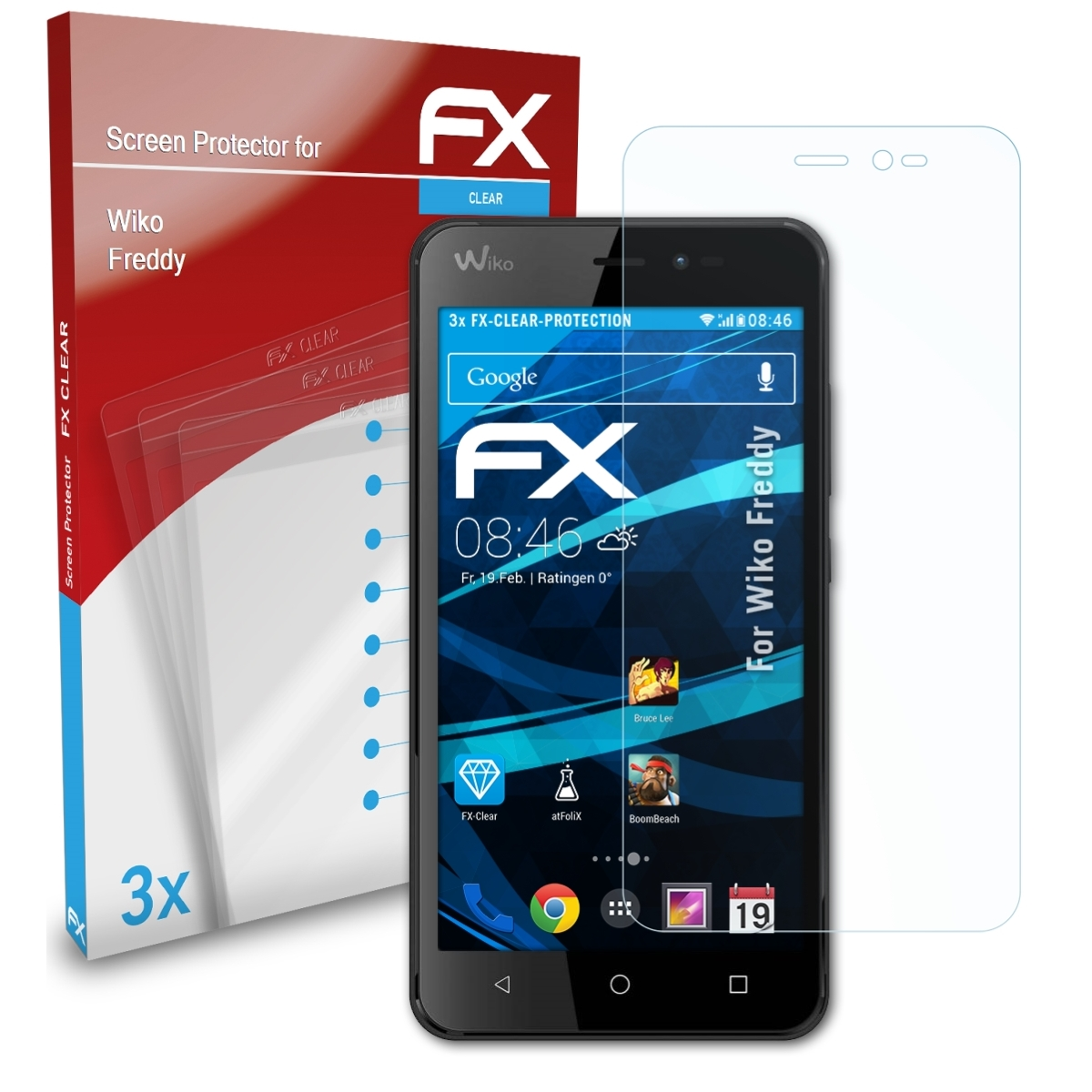 Freddy) Displayschutz(für 3x ATFOLIX FX-Clear Wiko