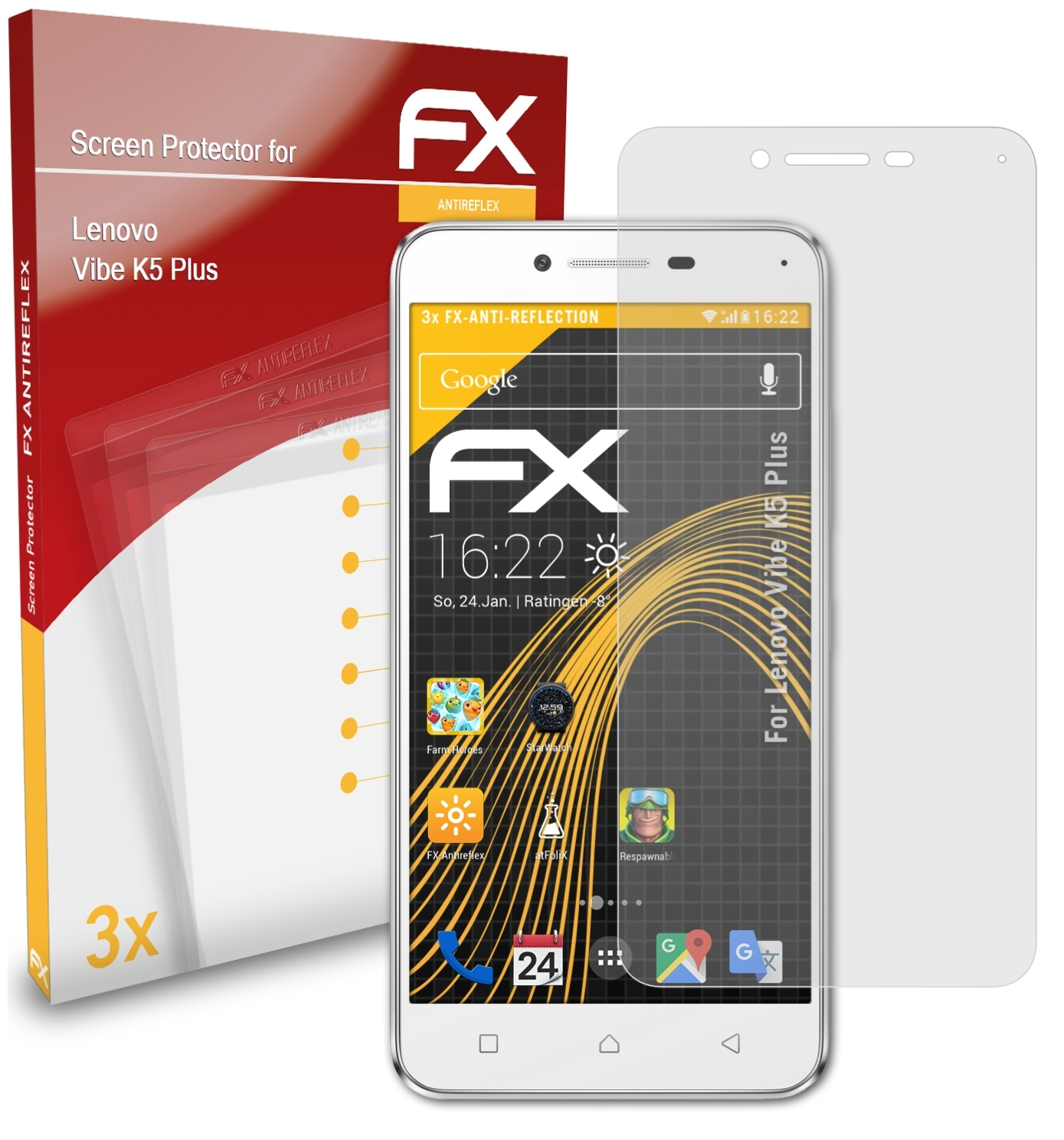 K5 Vibe FX-Antireflex Displayschutz(für Lenovo Plus) 3x ATFOLIX