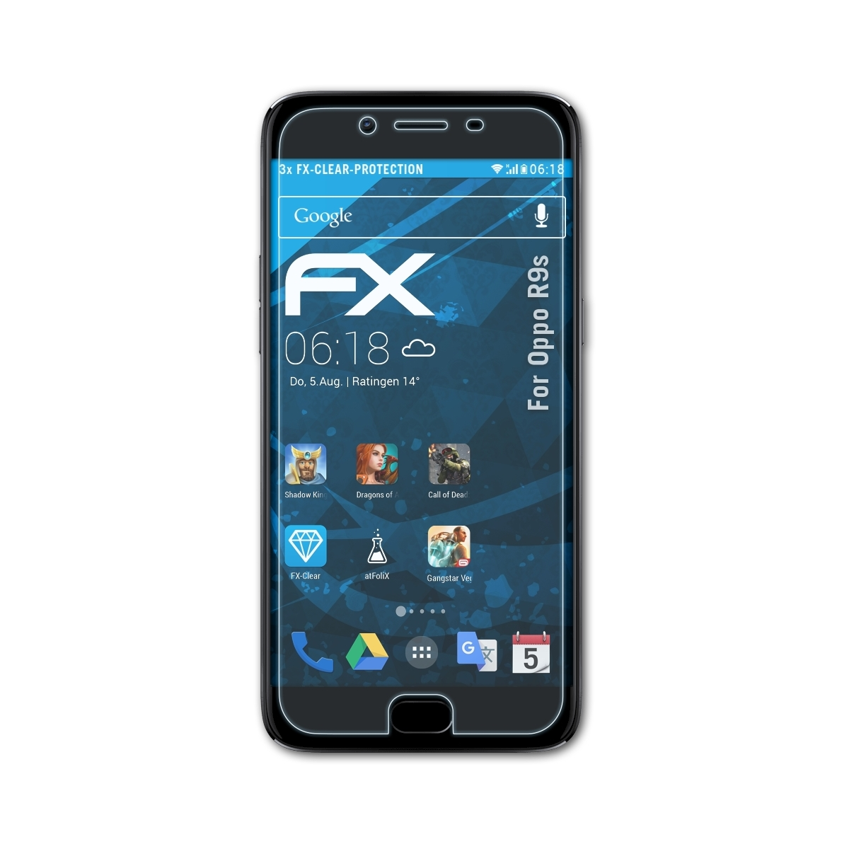 ATFOLIX 3x FX-Clear Displayschutz(für Oppo R9s)