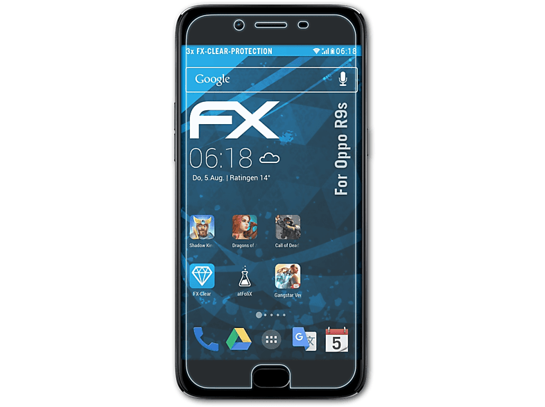 ATFOLIX 3x R9s) Displayschutz(für FX-Clear Oppo