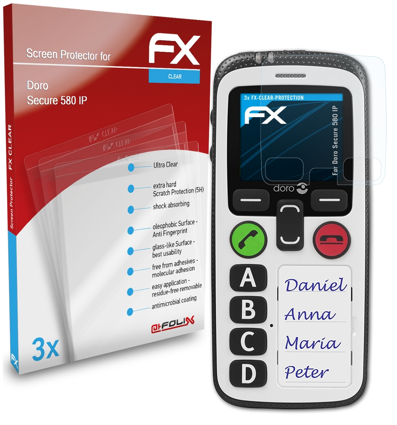 580 Secure ATFOLIX IP) Doro FX-Clear 3x Displayschutz(für