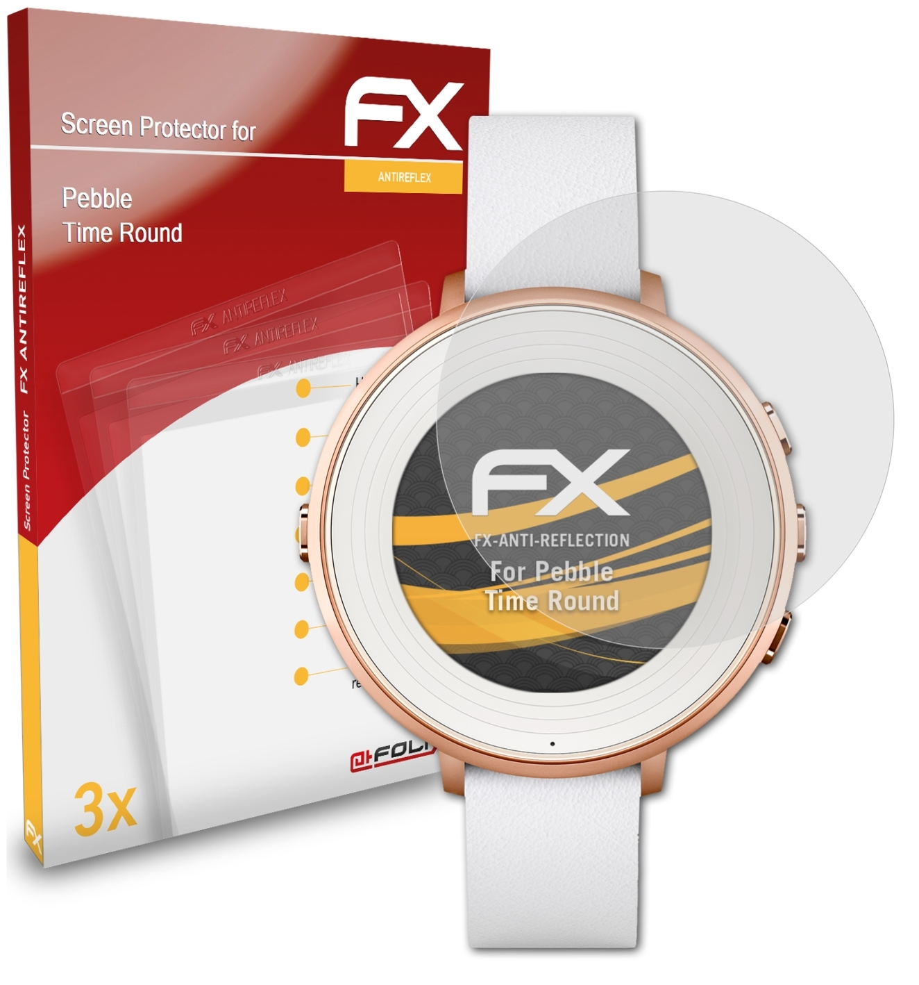 FX-Antireflex Displayschutz(für 3x Round) ATFOLIX Time Pebble