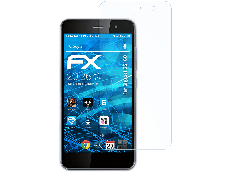 ATFOLIX 3x FX-Clear GS160) Gigaset Displayschutz(für