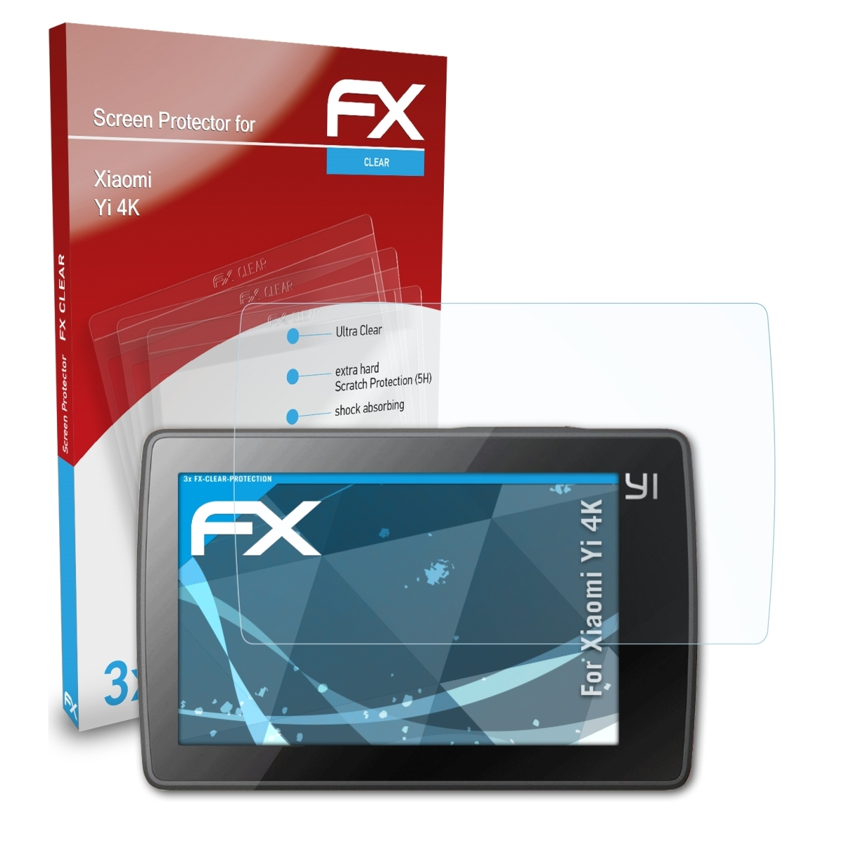 4K) ATFOLIX FX-Clear 3x Displayschutz(für Xiaomi Yi