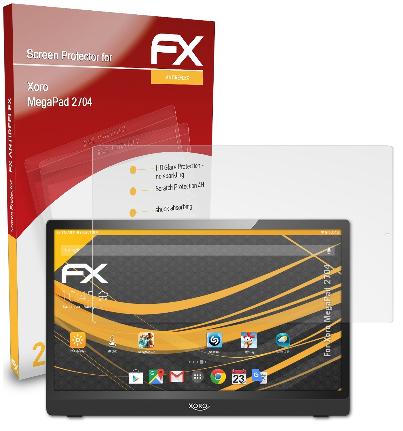 ATFOLIX 2x Xoro FX-Antireflex Displayschutz(für 2704) MegaPad