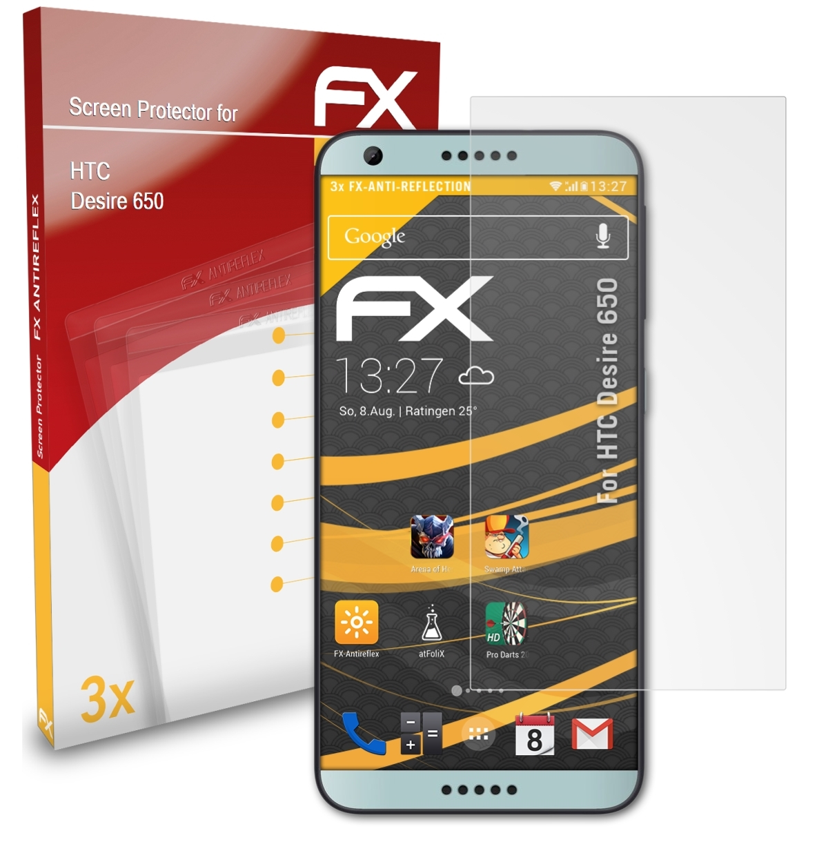 ATFOLIX 3x FX-Antireflex Displayschutz(für 650) HTC Desire
