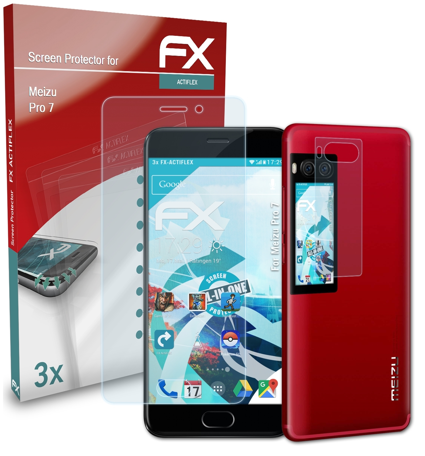 ATFOLIX 3x 7) Pro Meizu FX-ActiFleX Displayschutz(für