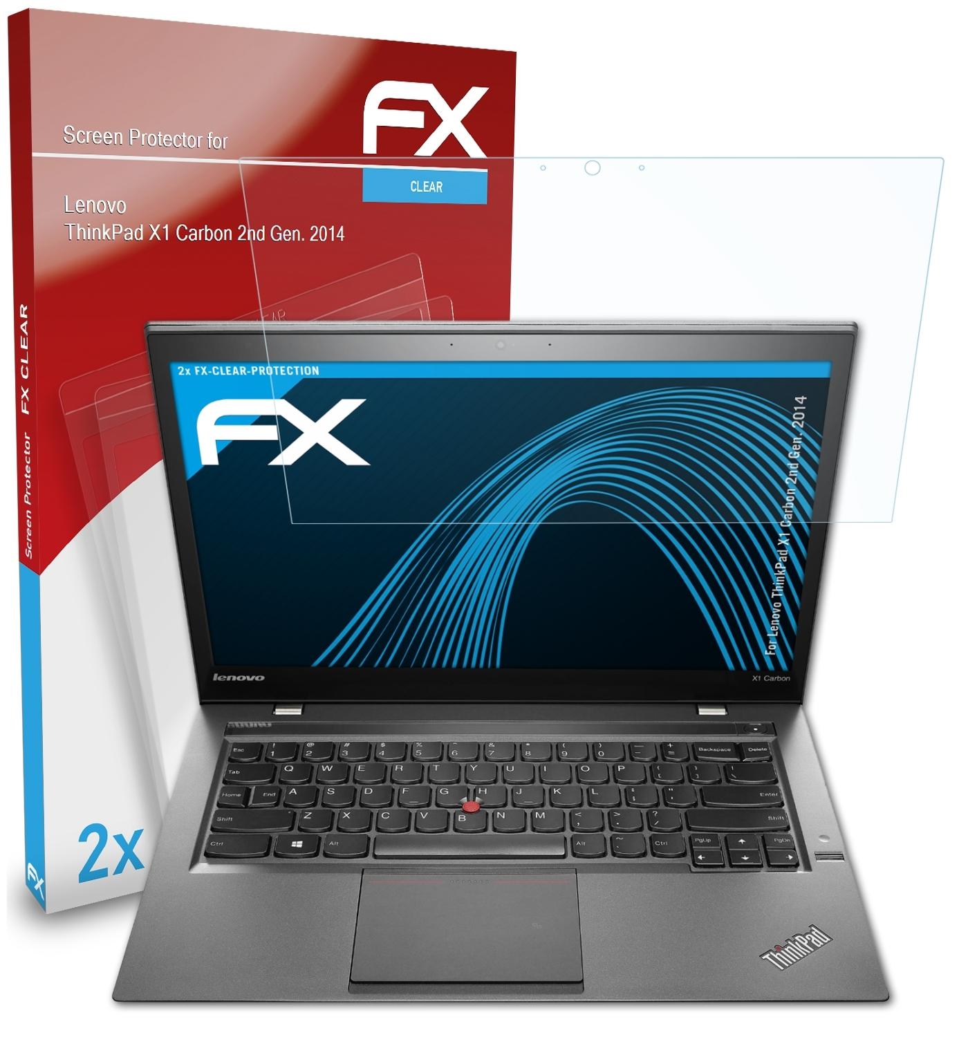 ATFOLIX 2x FX-Clear X1 ThinkPad (2nd Gen. Carbon 2014)) Displayschutz(für Lenovo
