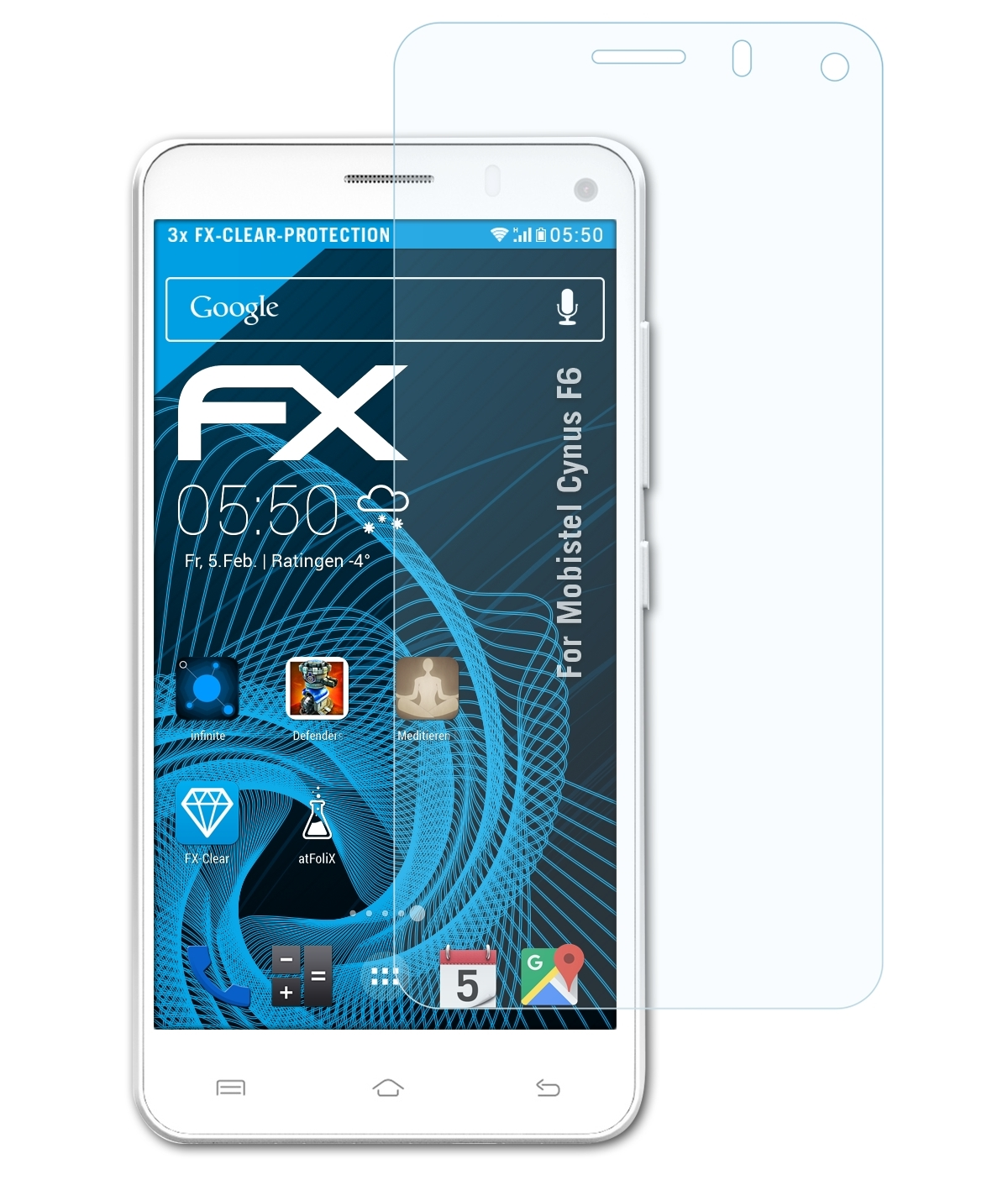 ATFOLIX 3x FX-Clear Displayschutz(für Mobistel F6) Cynus