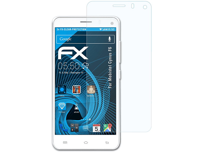 ATFOLIX 3x FX-Clear Displayschutz(für F6) Cynus Mobistel
