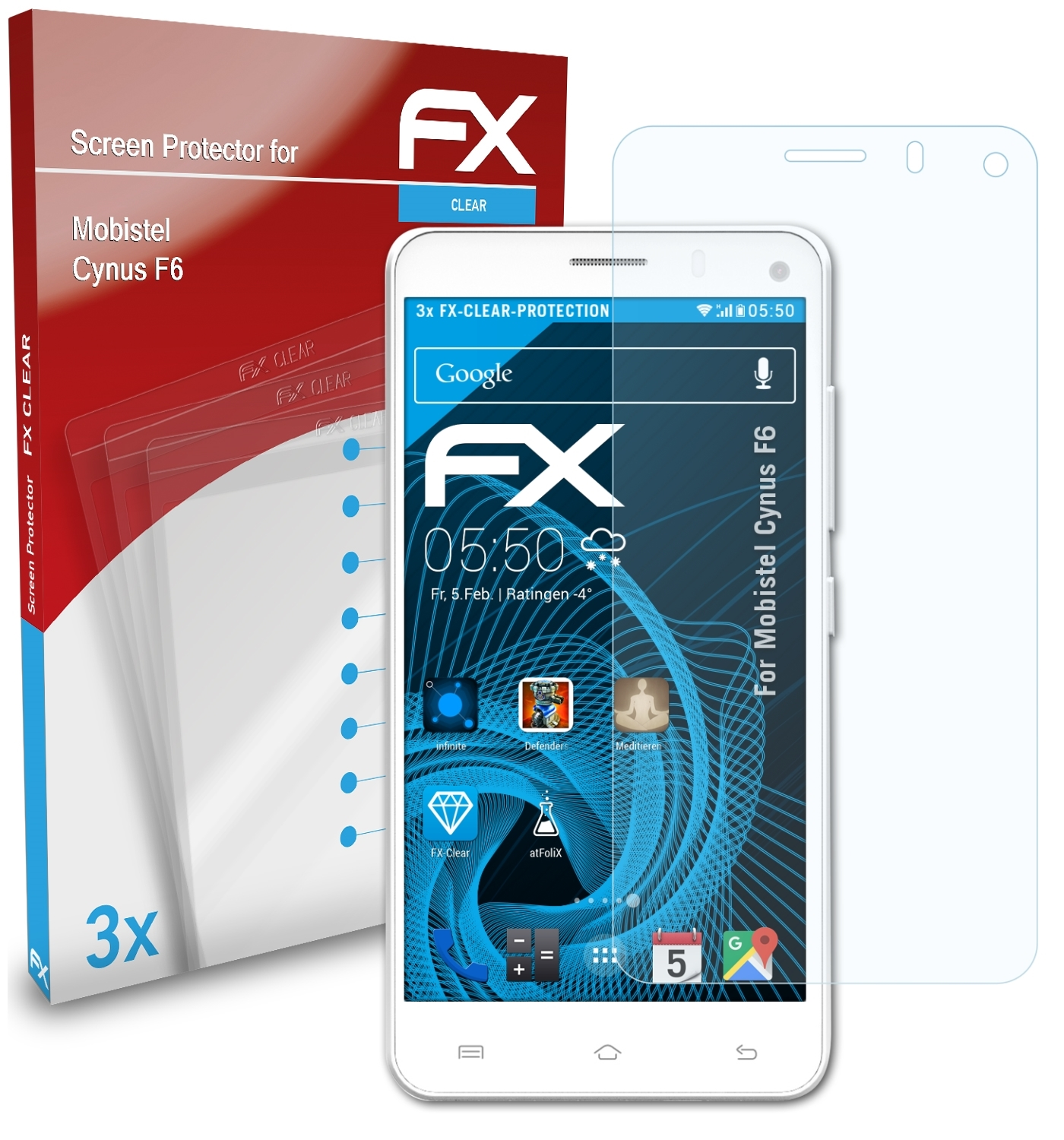 ATFOLIX 3x FX-Clear Displayschutz(für Mobistel Cynus F6)