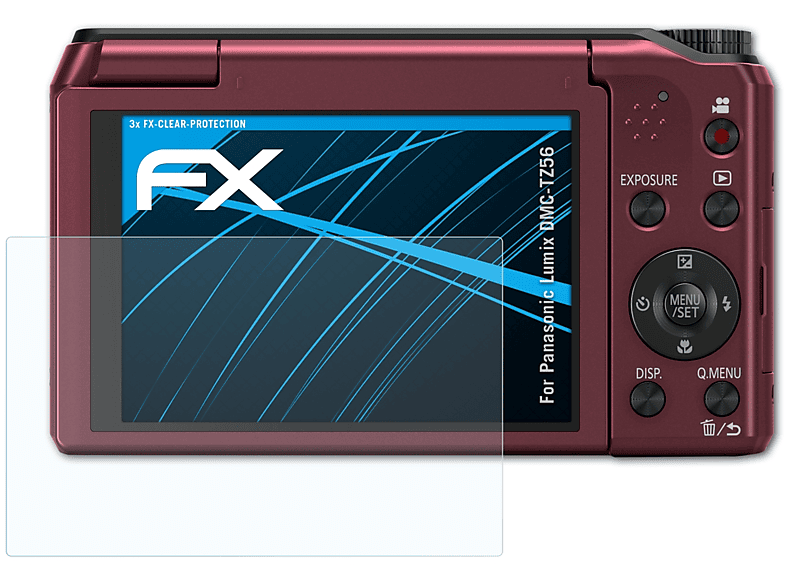 ATFOLIX 3x Displayschutz(für Lumix DMC-TZ56) Panasonic FX-Clear