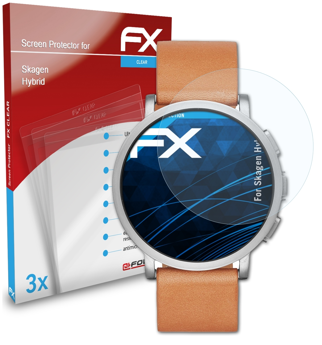 ATFOLIX 3x Skagen Hybrid) FX-Clear Displayschutz(für
