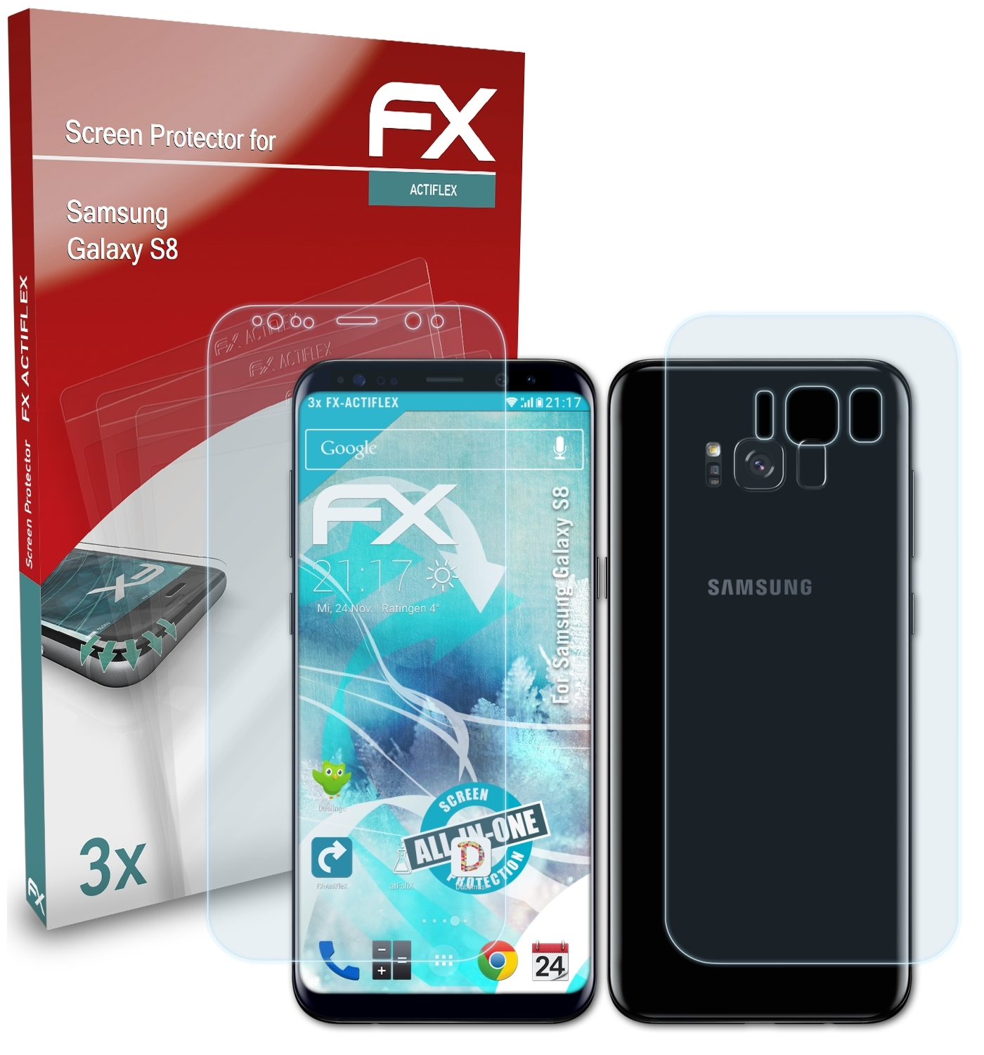 ATFOLIX 3x FX-ActiFleX Displayschutz(für Galaxy S8) Samsung