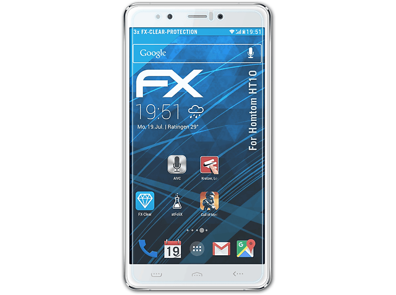 3x FX-Clear Displayschutz(für ATFOLIX Homtom HT10)
