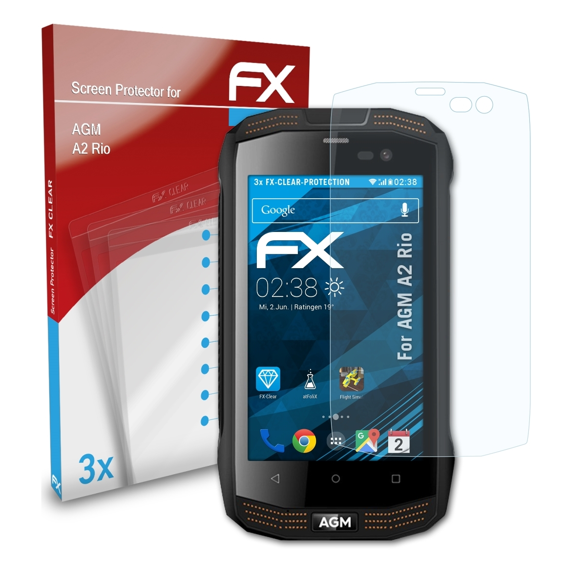 ATFOLIX FX-Clear A2 AGM 3x Displayschutz(für Rio)