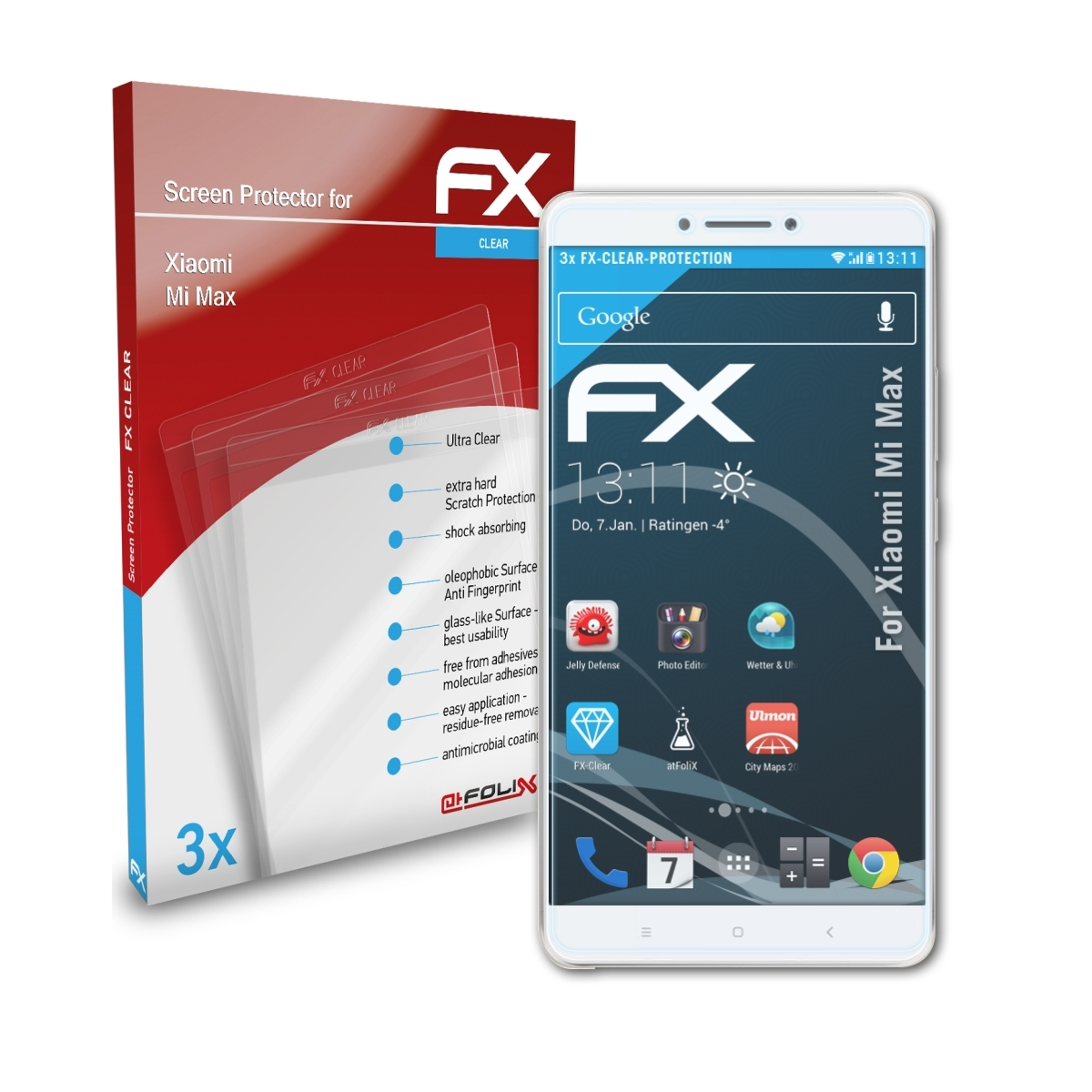 ATFOLIX Displayschutz(für 3x FX-Clear Mi Xiaomi Max)