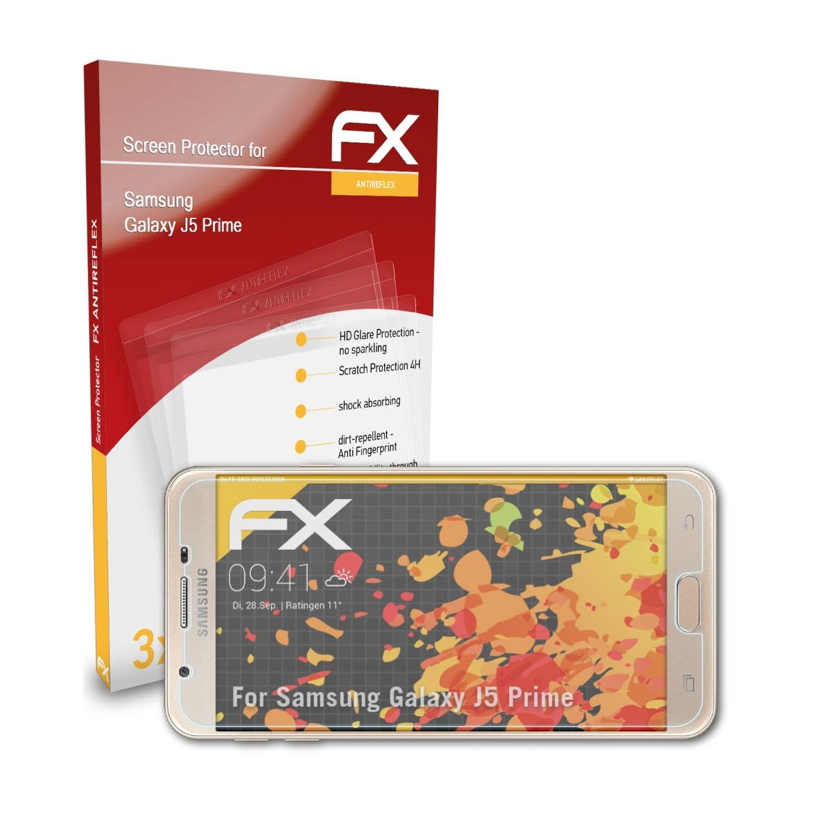 FX-Antireflex Displayschutz(für Prime) J5 3x Galaxy Samsung ATFOLIX